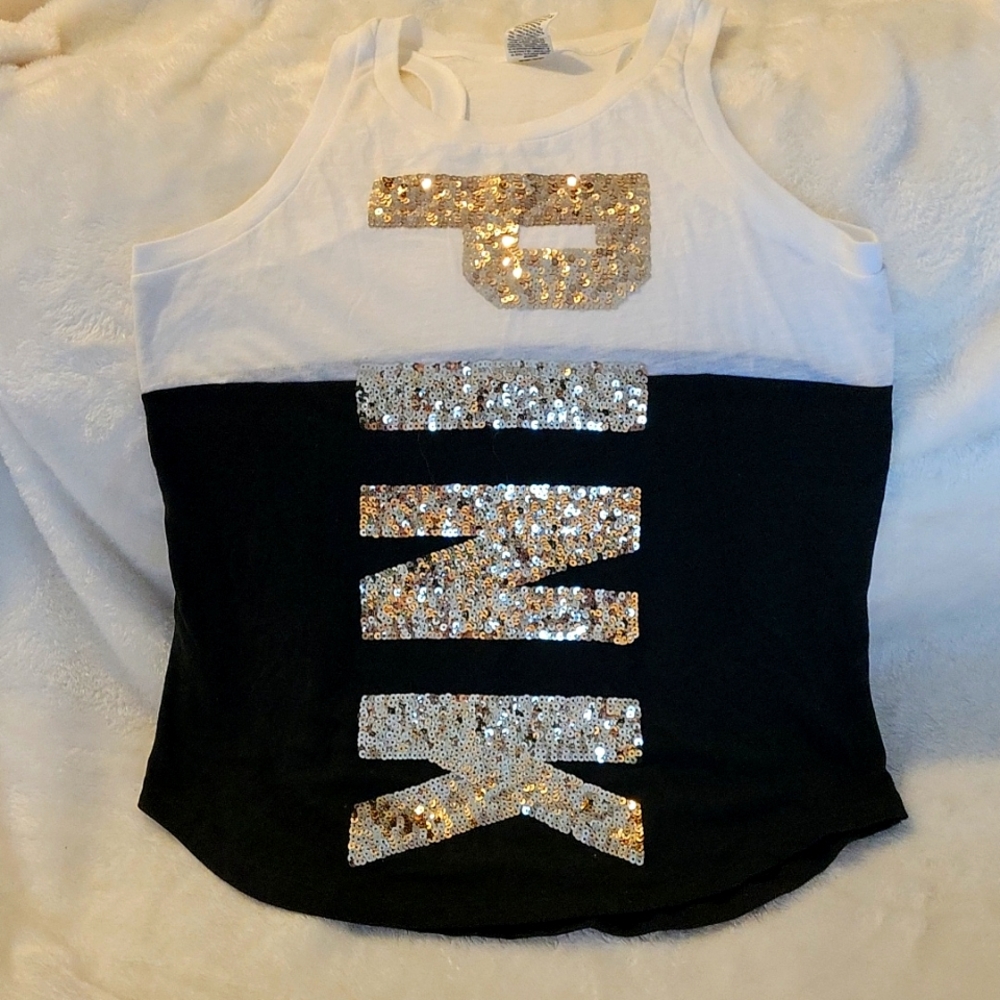 PINK Victoria secret sequin embellished two toned tank top. Size small